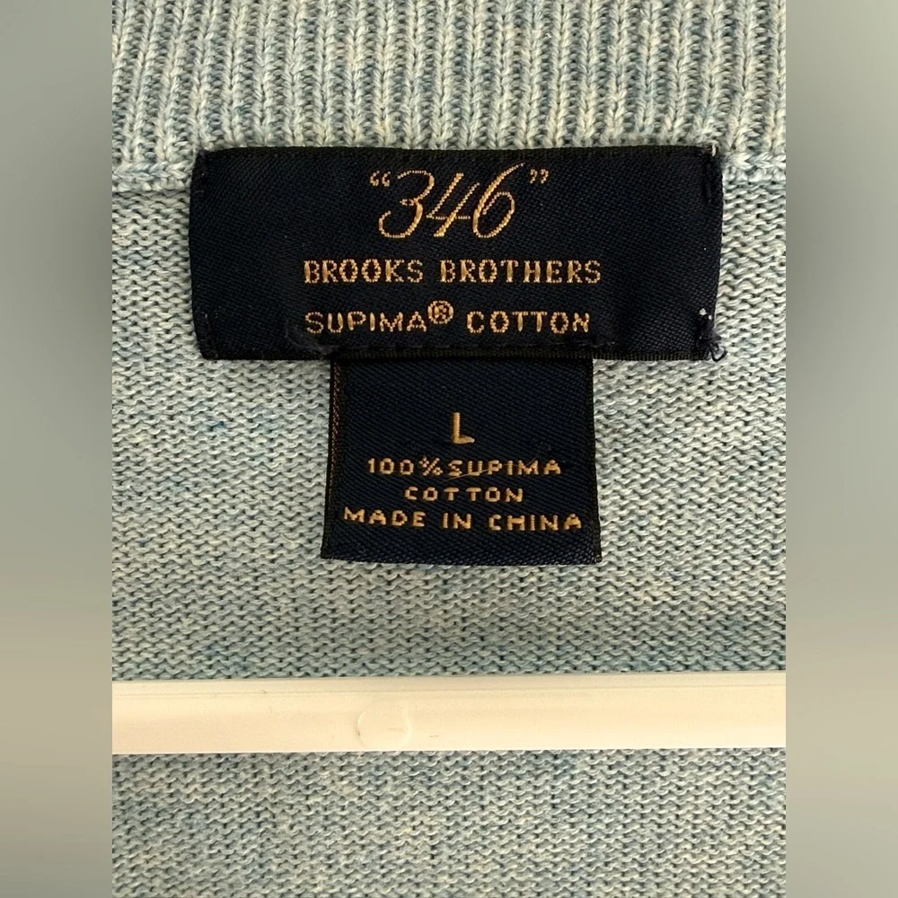 Brooks Brothers Men’s Supima Cotton V Neck Sweater SZ L Light Blue Preppy Pastel